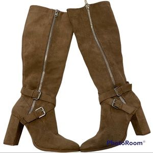 Forever 21 Size 6 knee high suede tan boots